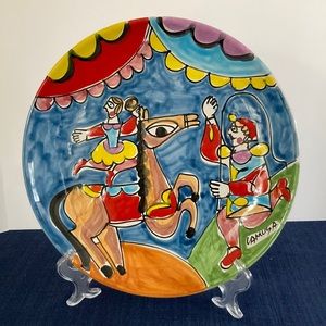 Rare Vintage LaMusa Carnevale Ceramic Hanging Plate Italian Ceramic